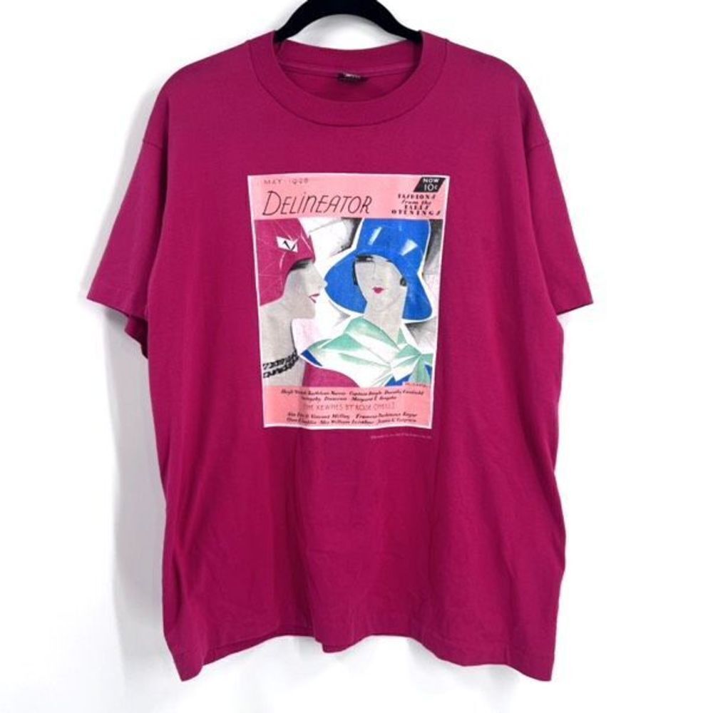 Vintage 1992 Screen Star‎ Women's Crew Neck Fashion Graphic T-Shirt Pink Size XL